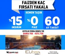 Evora Denizli Kampanyasında Faizsiz 5 Yıl Vade